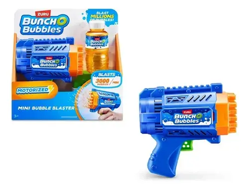 Pistola De Burbujas Motorizada Mini Zuru Lanzador Burbujero Azul 4