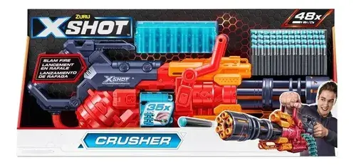 Pistola Ametralladora Lanza Dardos En Rafaga Crusher X Shot Naranja 3
