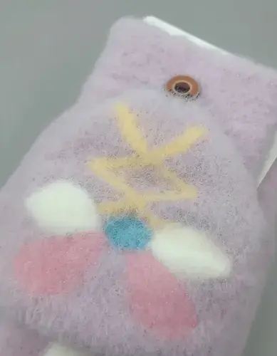 Guantes Sin Dedos Y Capucha Abrigados Conejito 3d City Girl Lila Único Conejito 4
