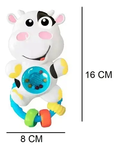 Sonajero Animalitos Didactico Poppi Baby Varios Diseños 6751 Blanco Vaca 2