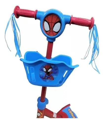 Monopatin Spiderman Infantil De Niños Con Luz Canasto Marvel Rojo Spiderman 2