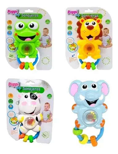 Sonajero Poppi Animales Con Luz Sonido Didactico Bebe Color León Diseño Animal 3