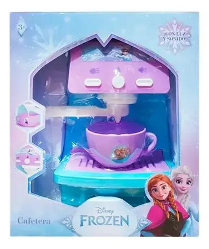 Cafetera Magica Con Luz Y Sonido Frozen Disney Princesa Pila Lila Y Celeste