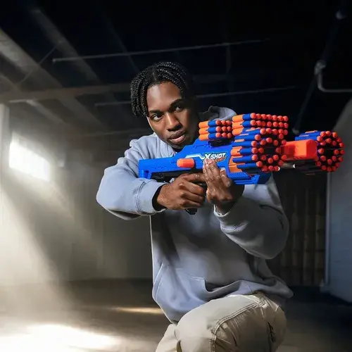 Ametralladora Pistola Lanza Dardos Gigante Premium Berzerko Azul Y Naranja 3
