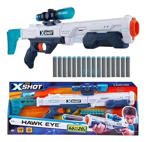 Arma Rifle Escopeta Lanza Dardos Hawk Eye X Shot 16 Dardos Rojo
