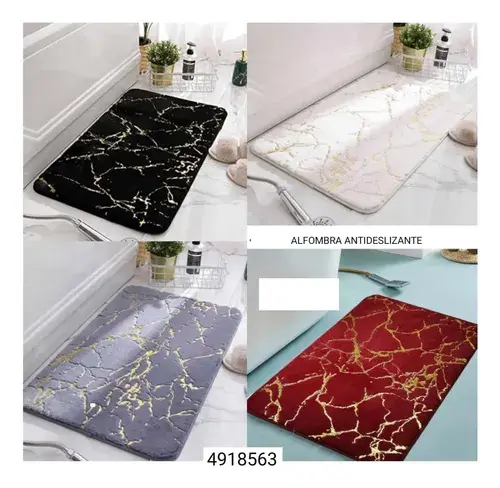 Alfombra De Baño Tipo Marmol Piel Suave Antideslizante Fino 3