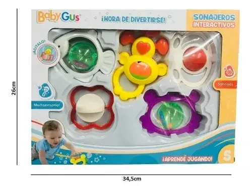 Set De Sonajeros X 5 En Caja Baby Gus Sebigus Didacticos Primera Infancia Para Niños Y Niñas Multicolor