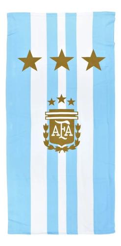 Toallon Playero Estampado Argentina Campeon 3 Estrellas Afa Blanco Y Celeste 3 Estrellas Afa
