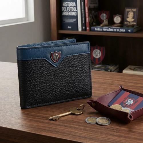 Billetera Licencia Oficial Quemoda De Hombre San Lorenzo Negro Liso