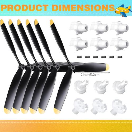 Hélices De Avión Rc 3 Aspas Outus Con Adaptadores 40cm Negro 3