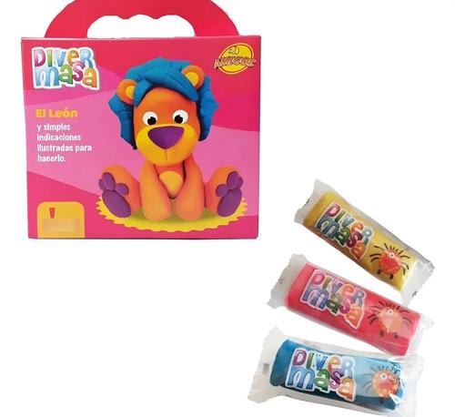 Juego De Masas Plastilina Diver Masa El León 210gr Bontus Naranja