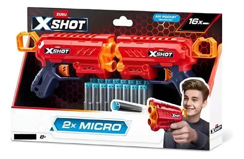 X-shot X2 Pistolas Doble Micro Blaster Lanza Dardos 16 Balas Blanco O Rojo