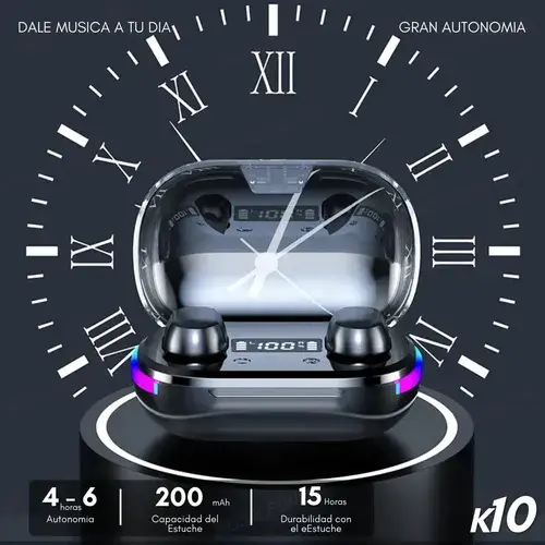 Auriculares Inalámbricos K10 Sonido Hd Touch Bluetooth Gris 4