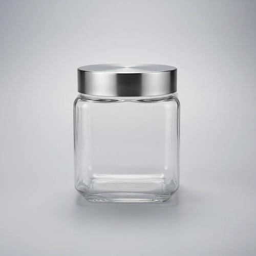 Frasco Vidrio Cuadrado Tapa Acero Hermética 1.2l Cocina Vidrio 2