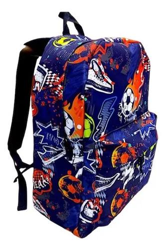 Mochila Escolar Dibujos Futbol Cohete Niños Primaria Grande 12