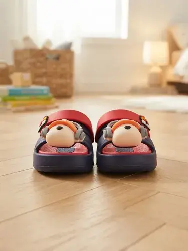 Sandalias Verano De Goma Para Niños Perrito Con Auriculares Azul Y Rojo Sandalias Verano De Goma Perro Con Auriculares 28-29