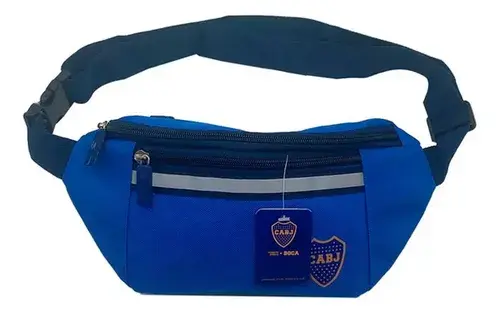 Riñonera Boca Juniors Con Rayas 3 Cierres Quemoda Azul Estampada 7