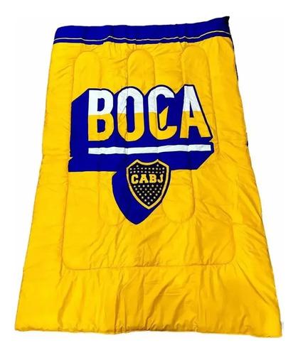 Acolchado Boca Juniors Reversible Abrigado 1.5 Plaza Frazada Boca 2 3