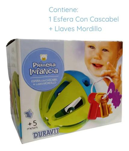 Set Primera Infancia Pelota Con Cascabel + Llaves Mordillo Multicolor Sonajero Y Llaves 3