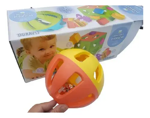 Set Didáctico 3 En 1 Sonajero + Cubo Encastres + Mordillo Multicolor 10