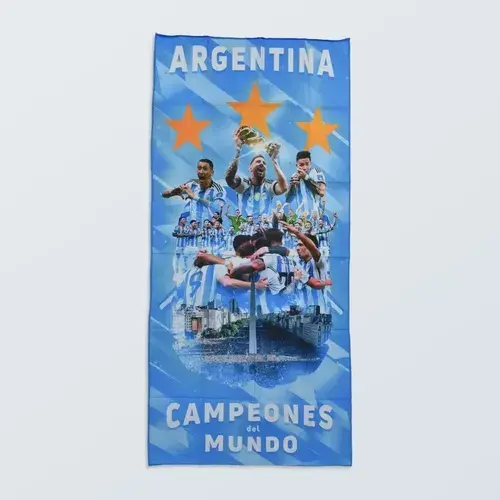 Toallon Secado Rapido Argentina Campeón 3 Estrella + Estuche 10