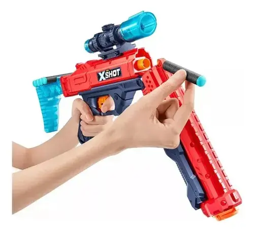 Arma Rifle Escopeta Lanza Dardos Vigilante X Shot 24 Dardos Rojo 7
