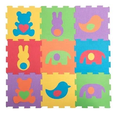 Piso Goma Eva Alfombra Encastrable Bebe Antigolpe Animales Multicolor Animales