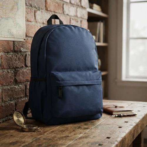 Mochila Urbana Con Bolsillo Frontal Y Porta Botella Grande Azul