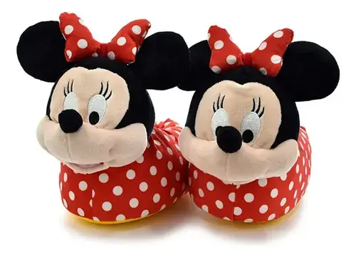 Pantufla Minnie Mickey Cerradas Abrigadas Peluche 3d Termica Rojo Y Negro Minnie 29 Al 32 3