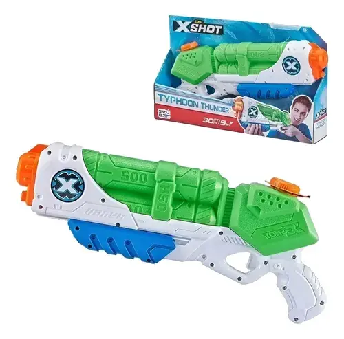 Pistola Lanza Agua Zuru X-shot Typhoon Thunder Grande 40 Cm Verde Y Azul