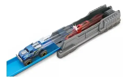 Pista De Autos C/ Lanzador Metal Machines Road + Auto Wheels Azul 4