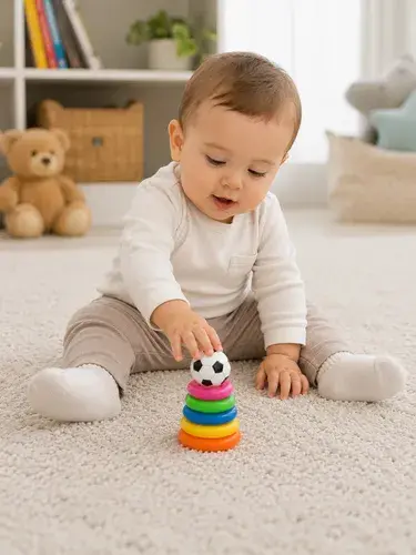Aros Apilables Eje Con Pelota Bebe Juego Didactico Infantil Multicolor 2