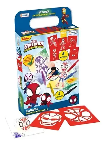 Set De Arte Spiderman Blow Pen Marcadores Y Stencils Dibujo 2