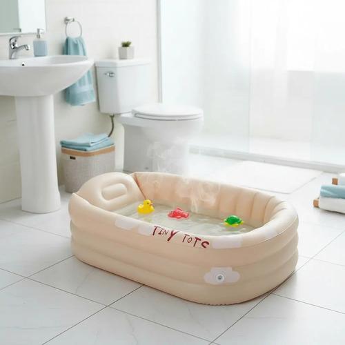 Pileta Para Bebe Bañera Inflable Plegable 2 En 1 Verano Sol Blanco Bañera 5