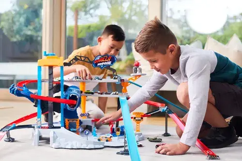 Pista De Ataque Gorila Gigante Metal Machine Con Lanzador Y Ascensor Para Niños Azul 10