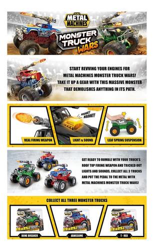 Zuru Metal Machines Monster Truck Wars Vehículo Luz Y Sonido Color Verde Personaje Bone 9