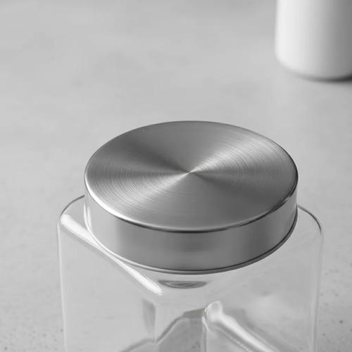 Frasco Vidrio Cuadrado Tapa Acero Hermética 1.2l Cocina Vidrio 3