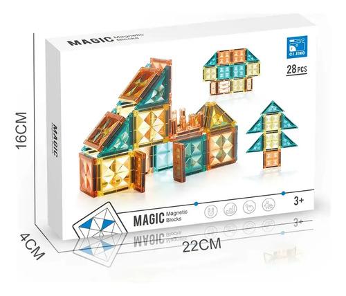 Bloques Magneticos Vitro 28 Piezas Imantadas 3d Didactico 28 Imantado 3