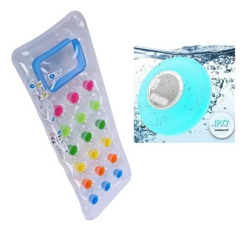 Combo Parlante Para Pileta Sumergible + Colchoneta Portavaso Celeste 3