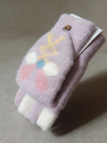 Guantes Sin Dedos Y Capucha Abrigados Conejito 3d City Girl Lila Único Conejito