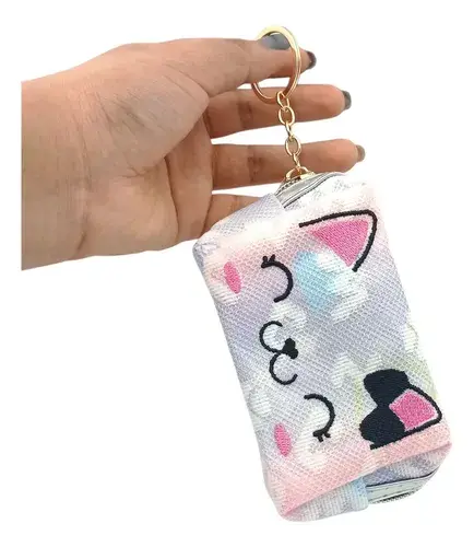 Monedero Mini Porta Cosmeticos Gatito Llavero Maquillaje 8