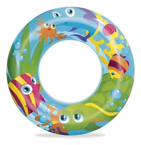 Salvavidas Aro Inflable Flotador Animales Peces 56cm Niños Celeste