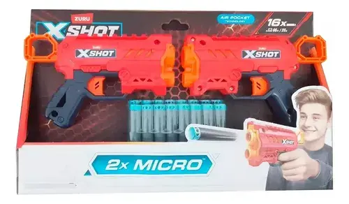 X-shot X2 Pistolas Doble Micro Blaster Lanza Dardos 16 Balas Blanco O Rojo 4