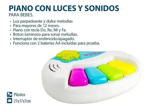 Piano Con Sonido Poppi Color Blanco 7