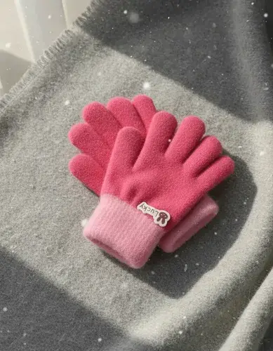 Guantes Infantiles Abrigados Invierno Frio Lucky Fucsia Único Lisa 3