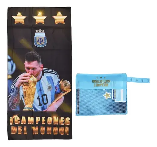 Toallon Secado Rapido Argentina Campeón 3 Estrella + Estuche 15