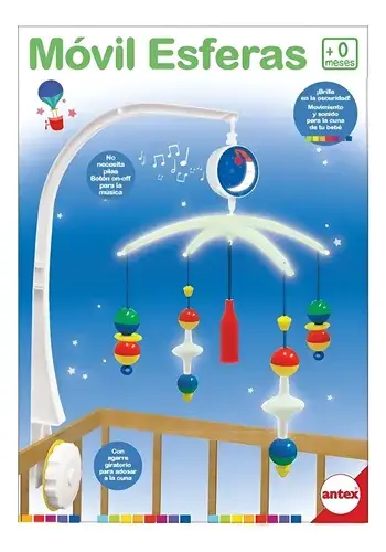 Movil Cunero Giratorio Para Bebe Musical Nubes Esferas Cuna 3