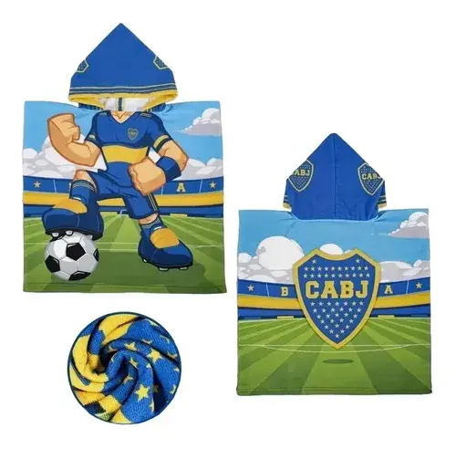Poncho Toallon Infantil Futbol + Mochila Regalo Verano Playa