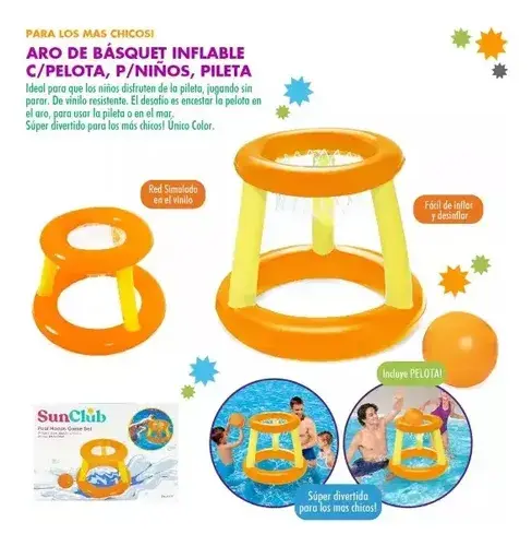 Aro De Basket Con Pelota Pileta Chicos Inflable Verano Agua 3