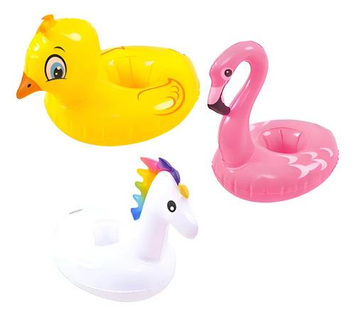 Pack X4 Posa Vaso Para Pileta Bebida Unicornio Pato Flamenco Multicolor